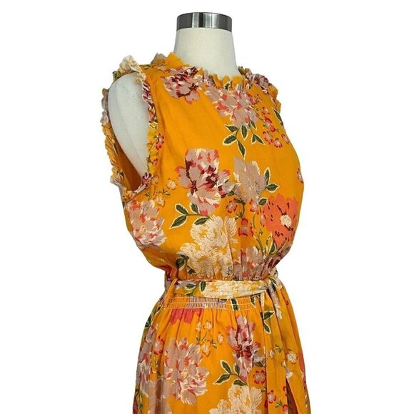 NWT Roller Rabbit Size Large Semara Naoki Dress Orange Floral Summer Belted - Picture 5 of 12